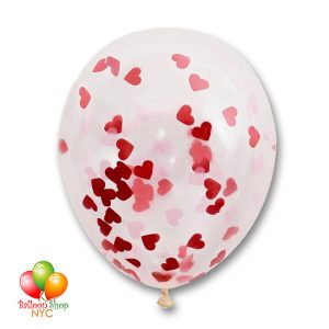 Heart Shaped Confetti Balloon Latex 16 Inch Inflated Delivery in New York from Balloon Shop NYC