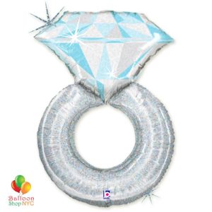 Platinum Wedding Rink Balloon 38 inch Inflated delivery from Balloon Shop NYC