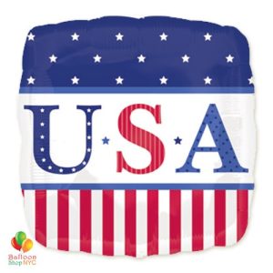USA Star Stripes Patriotic Mylar Balloon 18 inch Inflated delivery from Balloon Shop NYC