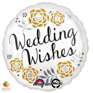Wedding Wishes Mylar Balloon 18 inch delivery from Balloon Shop NYC