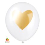 Gold Heart White Latex Balloon 11 Inch Inflated delivery Balloon Shop NYC