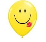 A Smail and Kiss Latex 11 Inch latex Balloon Infloated
