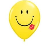 A Smail and Kiss Latex 11 Inch latex Balloon Infloated