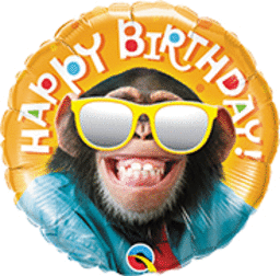 SMILING CHIMPANZEE Happy Birthday  Mylar balloon Inflated with Helium
