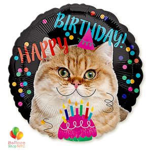 Happy Birthday Cat Helium Inflated Mylar Balloon 18 Inch high-quality cheap balloons nyc delivery