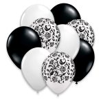 Black White Damask 12 inch Latex Party Balloons Bouquet - Cheap Balloons Delivery NYC