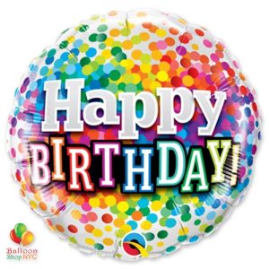 Happy Birthday Rainbow Confetti Mylar Balloon 18 inch 49496 delivery from Balloon Shop NYC