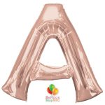 Jumbo Letter A Foil Balloon Rose Gold 35 inch Inflated delivery from Balloon Shop NYC