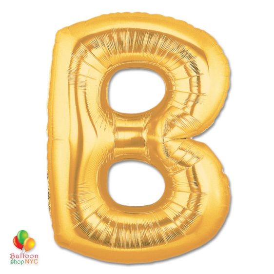 Jumbo Letter B Foil Balloon Gold 40 inch Inflated delivery from Balloon Shop NYC