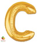 Jumbo Letter C Foil Balloon Gold 40 inch Inflated delivery from Balloon Shop NYC