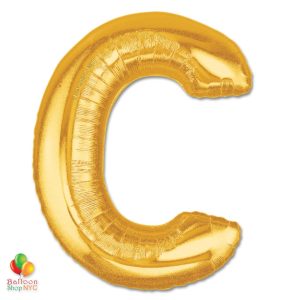 Jumbo Letter C Foil Balloon Gold 40 inch Inflated delivery from Balloon Shop NYC