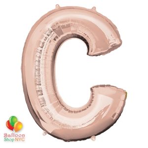 Jumbo Letter C Foil Balloon Rose Gold 35 inch Inflated delivery from Balloon Shop NYC