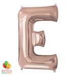 Jumbo Letter E Foil Balloon Rose Gold 35 inch Inflated delivery from Balloon Shop NYC