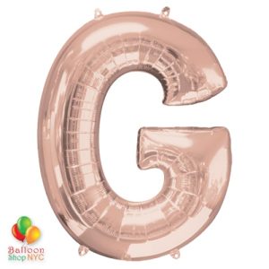Jumbo Letter G Foil Balloon Rose Gold 35 inch Inflated delivery from Balloon Shop NYC