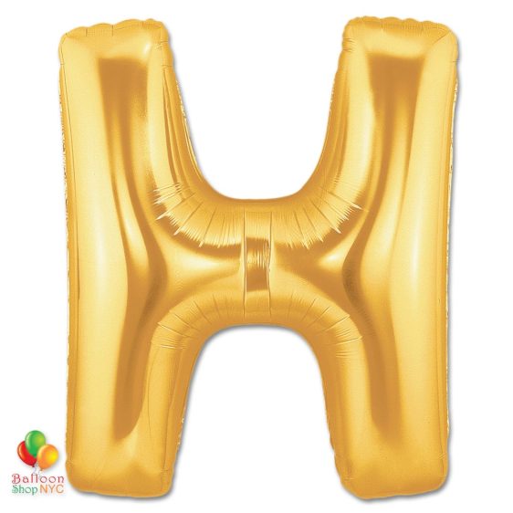 Jumbo Letter H Foil Balloon Gold 40 inch Inflated delivery from Balloon Shop NYC
