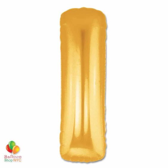 Jumbo Letter I Foil Balloon Gold 40 inch Inflated delivery from Balloon Shop NYC
