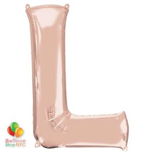 Jumbo Letter L Foil Balloon Rose Gold 35 inch Inflated delivery from Balloon Shop NYC