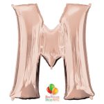 Jumbo Letter M Foil Balloon Rose Gold 35 inch Inflated delivery from Balloon Shop NYC
