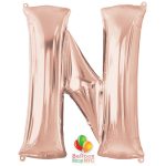 Jumbo Letter N Foil Balloon Rose Gold 35 inch Inflated delivery from Balloon Shop NYC