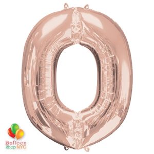 Jumbo Letter O Foil Balloon Rose Gold 35 inch Inflated delivery from Balloon Shop NYC