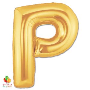 Jumbo Letter P Foil Balloon Gold 40 inch Inflated delivery from Balloon Shop NYC
