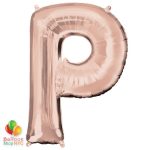 Jumbo Letter P Foil Balloon Rose Gold 35 inch Inflated delivery from Balloon Shop NYC