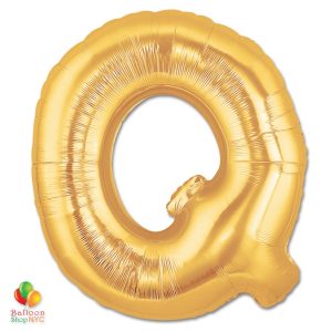 Jumbo Letter Q Foil Balloon Gold 40 inch Inflated delivery from Balloon Shop NYC