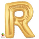 Jumbo Letter R Foil Balloon Gold 40 inch Inflated delivery from Balloon Shop NYC