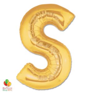 Jumbo Letter S Foil Balloon Gold 40 inch Inflated delivery from Balloon Shop NYC