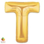 Jumbo Letter T Foil Balloon Gold 40 inch Inflated delivery from Balloon Shop NYC