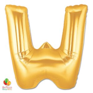 Jumbo Letter W Foil Balloon Gold 40 inch Inflated delivery from Balloon Shop NYC