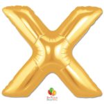 Jumbo Letter X Foil Balloon Gold 40 inch Inflated delivery from Balloon Shop NYC