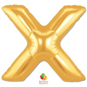 Jumbo Letter X Foil Balloon Gold 40 inch Inflated delivery from Balloon Shop NYC
