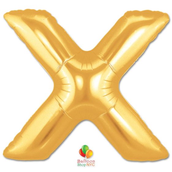 Jumbo Letter X Foil Balloon Gold 40 inch Inflated delivery from Balloon Shop NYC