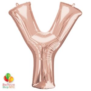 Jumbo Letter Y Foil Balloon Rose Gold 35 inch Inflated delivery from Balloon Shop NYC