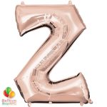 Jumbo Letter Z Foil Balloon Rose Gold 35 inch Inflated delivery from Balloon Shop NYC
