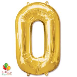 Jumbo Number 0 Foil Balloon Gold 40 inch Inflated delivery from Balloon Shop NYC