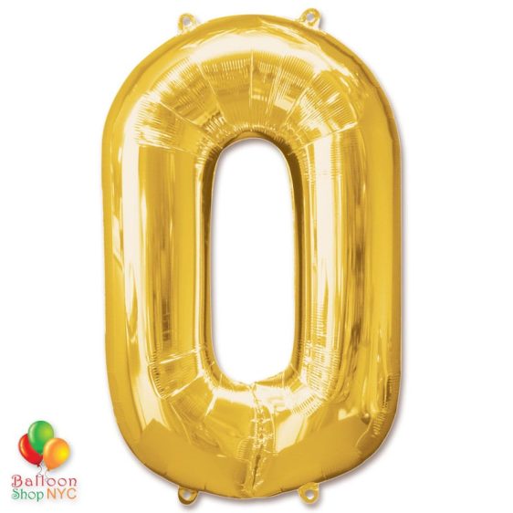 Jumbo Number 0 Foil Balloon Gold 40 inch Inflated delivery from Balloon Shop NYC