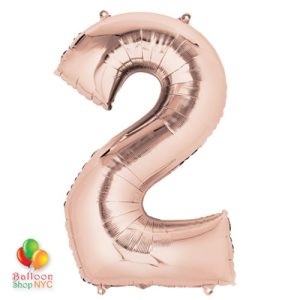 Jumbo Number 2 Foil Balloon Rose Gold 35 inch Inflated from Balloon Shop NYC