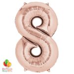 Jumbo Number 8 Foil Balloon Rose Gold 35 inch Inflated delivery from Balloon Shop NYC