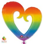 Rainbow Open Heart Mylar Balloon 2879301 32 in delivery from Balloon Shop NYC