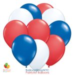 Patriotic Red Blue White Latex Balloon Bouquet 12 inch Inflated cheap balloons NYC delivery