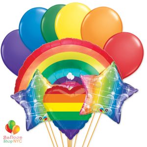 Ultimate Rainbow Heart Stars Party Balloon Bouquet cheap Balloons NYC delivery Balloon Shop