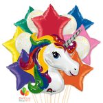 Rainbow Unicorn Stars Party Balloon Bouquet delivery Balloon Shop NYC