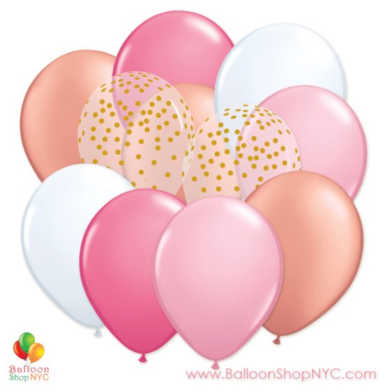 Ultimate Pink Gold 12 inch Latex Party Balloons Bouquet delivery Balloon Shop NYC