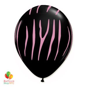 Zebra Stripes Black Pink Print Latex Party Balloon 12 inch Inflated Balloon Shop NYC