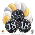 18th Sparkling Happy Birthday Mylar Latex Pearl Balloon Bouquet Inflated high-quality cheap balloons nyc delivery