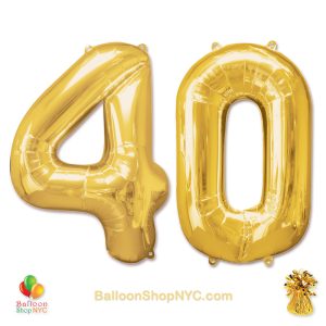 40th Birthday Jumbo Number Foil Balloons Set Gold 40 inch Inflated high-quality cheap balloons nyc delivery