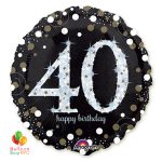 40th Sparkling Happy Birthday Mylar Balloon 18 Inch Inflated high-quality cheap balloons nyc delivery