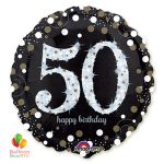 50th Sparkling Happy Birthday Mylar Balloon 18 Inch Helium Inflated delivery New York